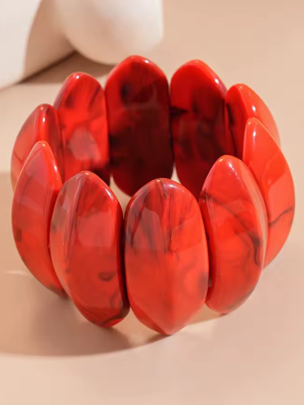 Red Marbled Stretch Bracelet